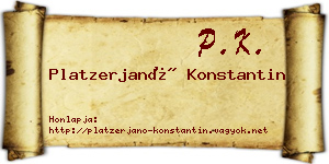 Platzerjanó Konstantin névjegykártya